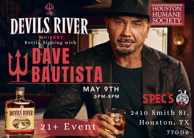 Houston Humane Society | Devils River Whiskey Bottle Signing with Dave Bautista